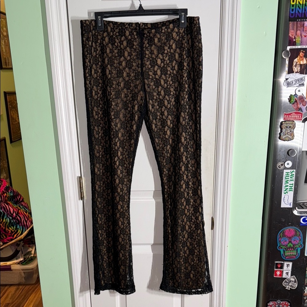 Von Mozart Black Vintage 90s Y2K Low Rise Juniors Lace Pants Size Large